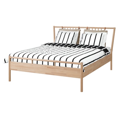BJÖRKSNÄS Bed frame, birch, Queen