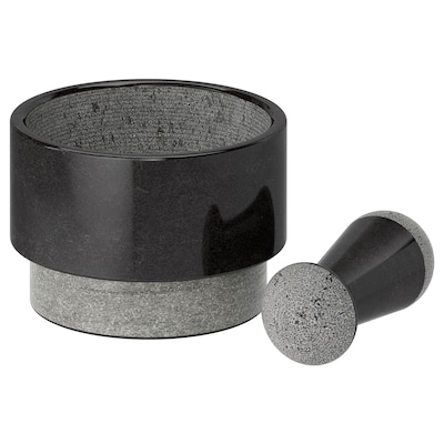 ÄDELSTEN Mortar and pestel, marble black