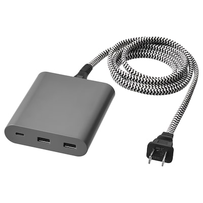 ÅSKSTORM 40W USB charger, dark gray