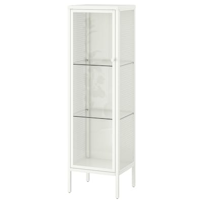 BAGGEBO Cabinet with glass doors, metal/white, 13 3/8x11 3/4x45 5/8 "