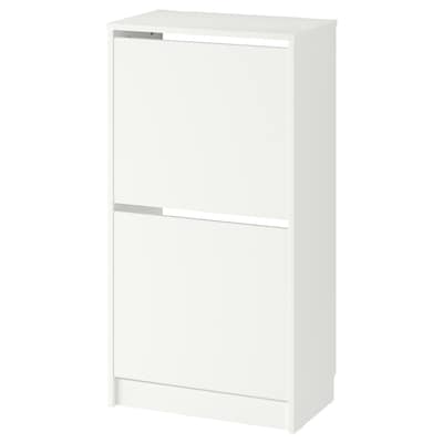 BISSA Shoe cabinet with 2 compartments, white, 19 1/4x11x36 5/8 "