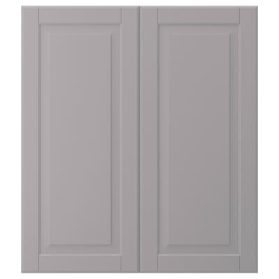 BODBYN 2-p door/corner base cabinet set, gray, 13x30 "