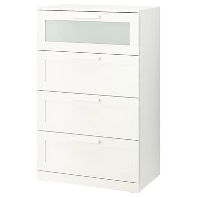 BRIMNES 4-drawer dresser, white/frosted glass, 30 3/4x48 7/8 "