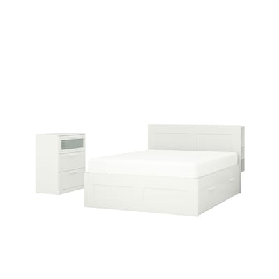 BRIMNES Bedroom furniture, set of 2, white, Full