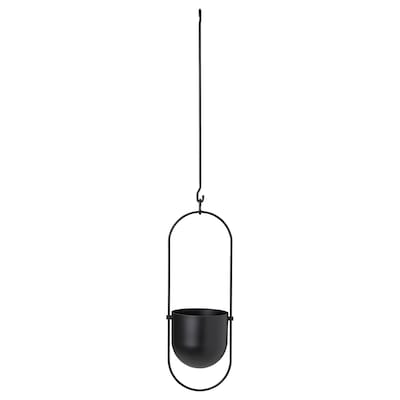 CHILISTRÅN Hanging planter, indoor/outdoor black, 4 ¾ "