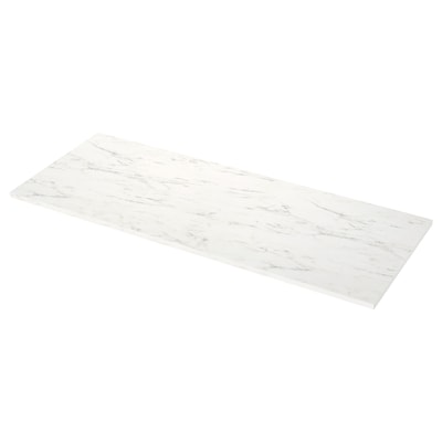 EKBACKEN Countertop, white marble effect/laminate, 74x1 1/8 "