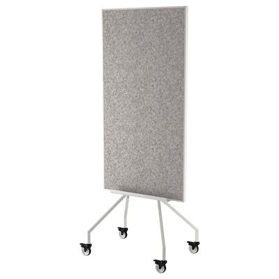 ELLOVEN Whiteboard/noticeboard with casters, white, 27 1/2x70 7/8 "