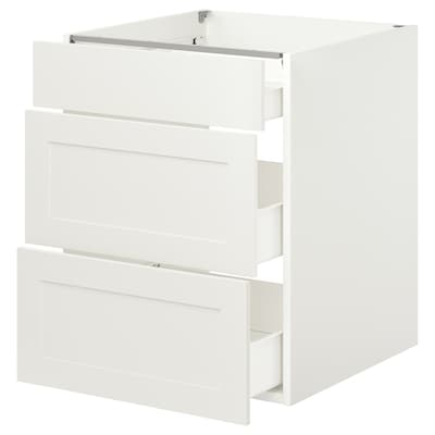 ENHET Base cabinet with 3 drawers, white/white frame, 24x24 3/4x30 "