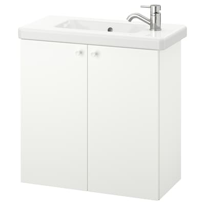 ENHET / TVÄLLEN Sink cabinet with 2 doors, white/Pilkån faucet, 25 1/2x13 1/8x26 "