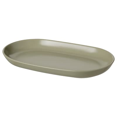 FÄRGKLAR Serving plate, matte green, 13x7 "