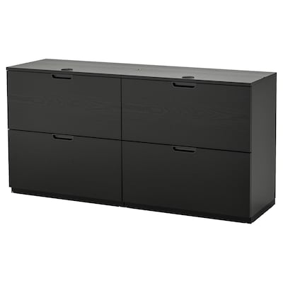 GALANT Storage combination with filing, black stained ash veneer, 63x31 1/2 "