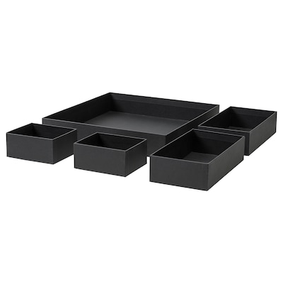 GRÅSIDAN Box, set of 5, black