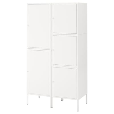 HÄLLAN Storage combination with doors, white, 35 3/8x18 1/2x65 3/4 "