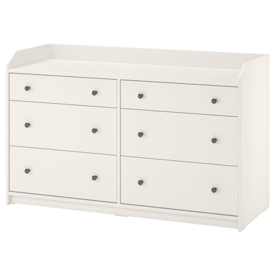 HAUGA 6-drawer dresser, white, 54 3/8x33 1/8 "