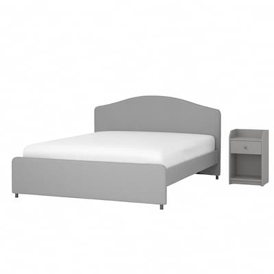 HAUGA Bedroom furniture, set of 2, Vissle gray, Queen