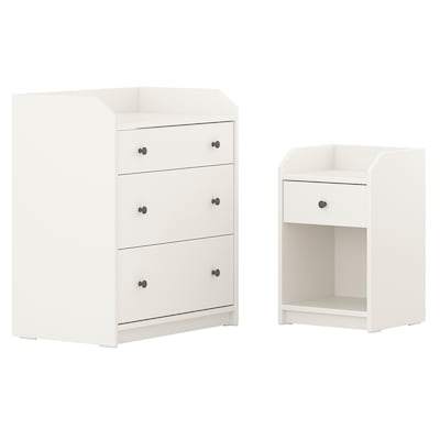 HAUGA Bedroom furniture, set of 2, white