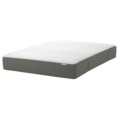 HAUGSVÄR Hybrid mattress, medium firm/dark gray, Queen