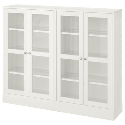 HAVSTA Storage combination w/glass doors, white, 63 3/4x14 5/8x52 3/4 "