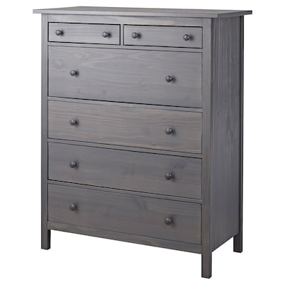 HEMNES 6-drawer chest, dark gray stained, 42 1/2x51 5/8 "
