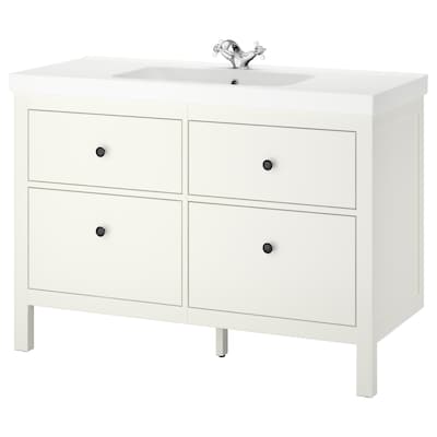 HEMNES / ODENSVIK Sink cabinet with 4 drawers, white/Runskär faucet, 48 3/8x19 1/4x35 "