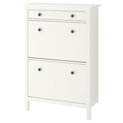 HEMNES Shoe cabinet with 2 compartments, white, 35x11 3/4x50 "