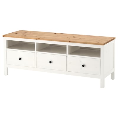 HEMNES TV unit, white stain/light brown, 58 1/4x18 1/2x22 1/2 "