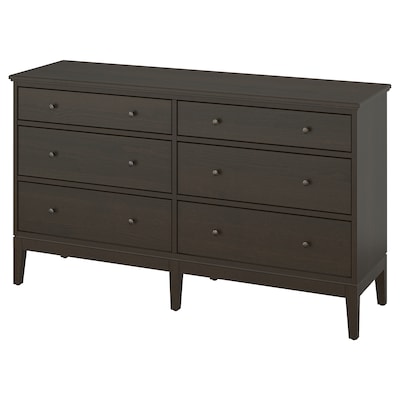 IDANÄS 6-drawer dresser, dark brown stained, 63 3/4x37 3/8 "