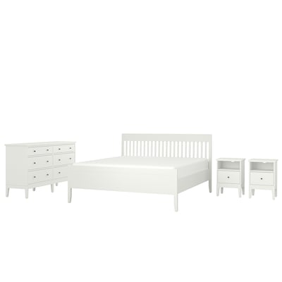 IDANÄS Bedroom furniture, set of 4, white, King