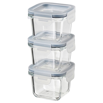 IKEA 365+ Food container with lid, square/glass, 6 oz