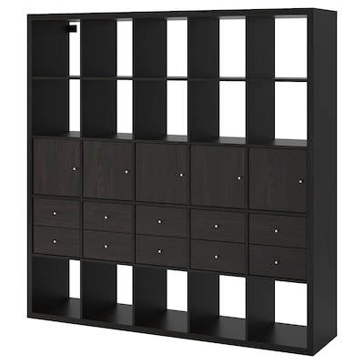 KALLAX Shelf unit with 10 inserts, black-brown, 71 5/8x71 5/8 "