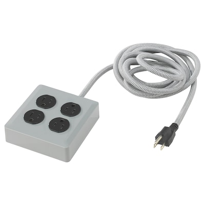 KOPPLA 4 outlet power strip, grounded/gray, 9 ' 10 "