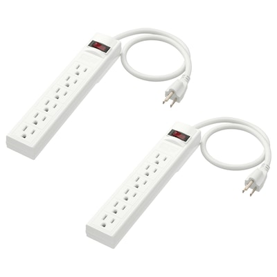KOPPLA 6 outlet power strip with switch, grounded white, 19 ¾ "
