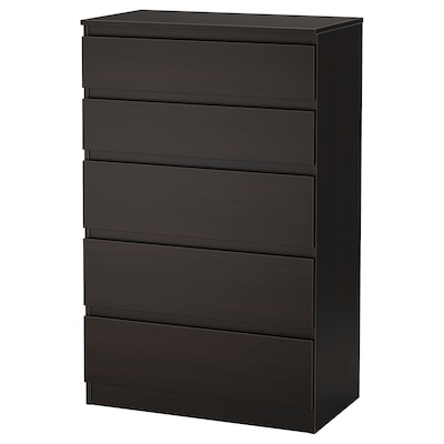 KULLEN 5-drawer chest, black-brown, 27 1/2x44 1/8 "