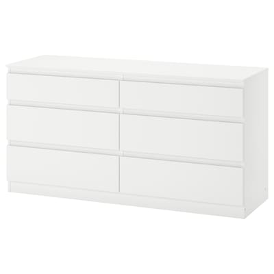 KULLEN 6-drawer dresser, white, 55 1/8x28 3/8 "