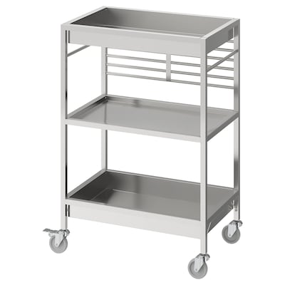 KUNGSFORS Kitchen cart, stainless steel, 23 5/8x15 3/4 "