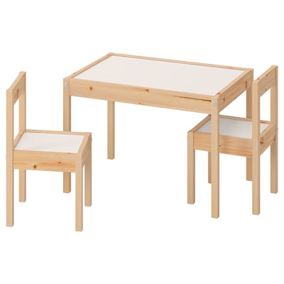 LÄTT Children's table and 2 chairs, white/pine
