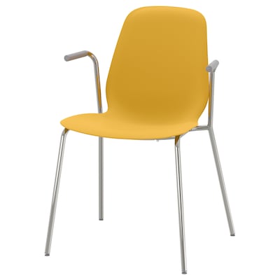 LEIFARNE Armchair, dark yellow/Dietmar chrome plated