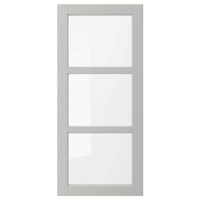 LERHYTTAN Glass door, light gray, 18x40 "
