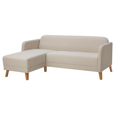 LINANÄS Sofa, with chaise/Vissle beige