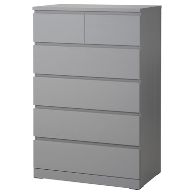 MALM 6-drawer dresser, gray stained, 31 1/2x48 3/8 "