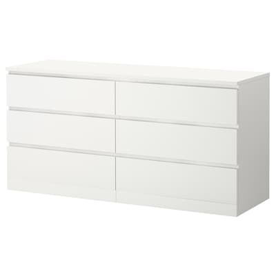 MALM 6-drawer dresser, white, 63x30 3/4 "