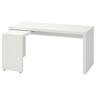 MALM Desk with pull-out panel, white, 59 1/2x25 5/8 "