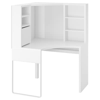 MICKE Corner workstation, white, 39 3/8x55 7/8 "