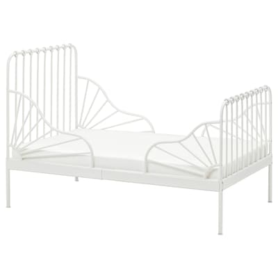 MINNEN Ext bed frame with slatted bed base, white, 38 1/4x74 3/4 "