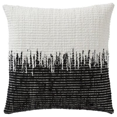 NÄSSELMAL Cushion cover, handmade/black/white, 20x20 "