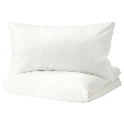 NATTJASMIN Duvet cover and pillowcase(s), white, Full/Queen (Double/Queen)