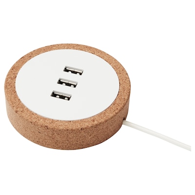 NORDMÄRKE USB charger, white/cork