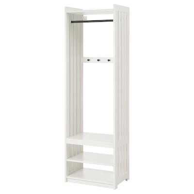 PANGET Coat rack with shoe storage unit, white, 23 3/8x16x75 "