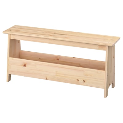 PERJOHAN Bench with storage, pine, 39 3/8 "