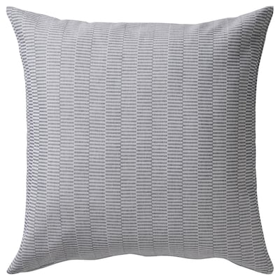 PLOMMONROS Cushion cover, dark blue/white, 20x20 "